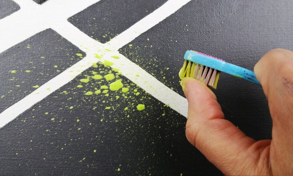 splatter toothbrush acrylic painting tutorial